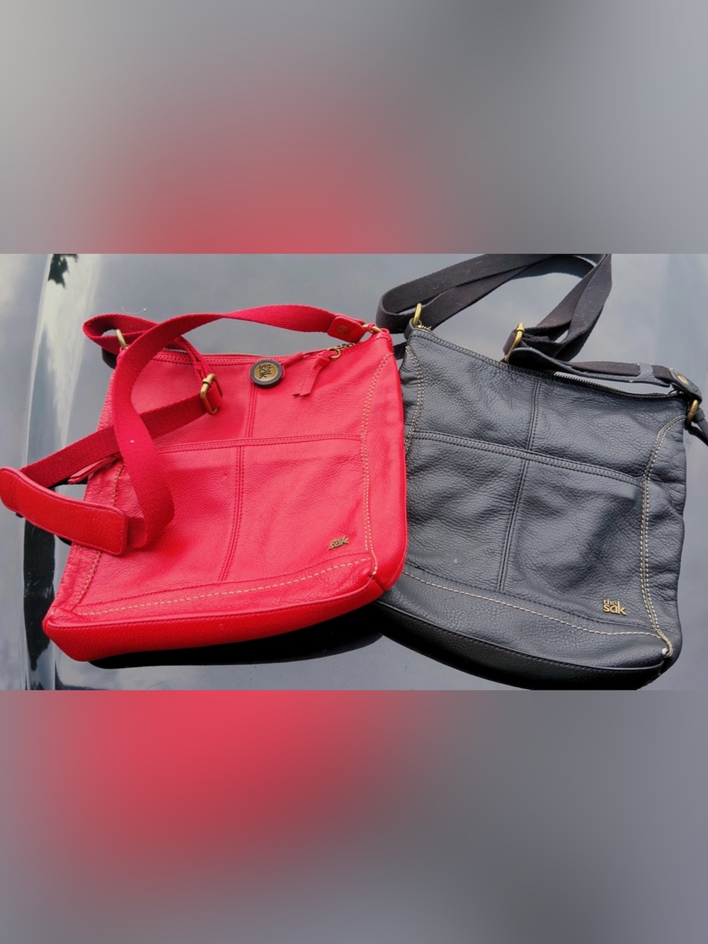 The Sak Leather Crossbody Bag Bundle Red & Black – 2 Bags